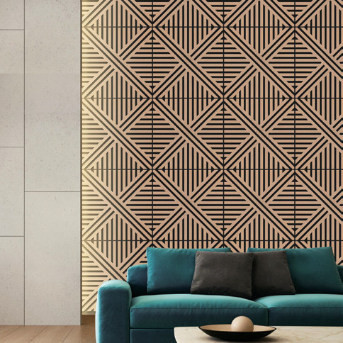 Catalog illustration of geometric panels in an interior