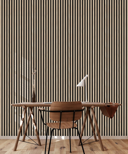 Catalog illustration of linear slats in an interior
